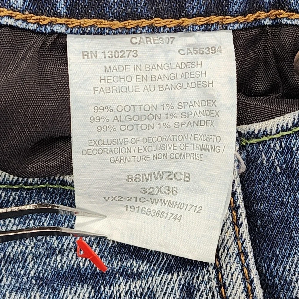 Wrangler Jeans Mens 32x36 Blue Retro Slim Straight Stretch Denim Medium Wash